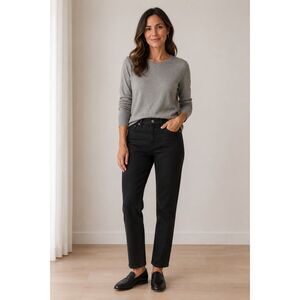 NWOT Eileen Fisher Black High-Rise Straight Leg Jeans Stretch Denim XS Sample